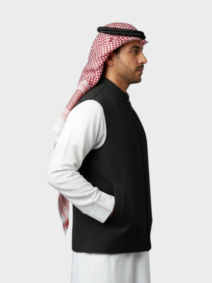 سترة وول فاخرة بسحّاب وجهين (رمادي متوسط/اسود)