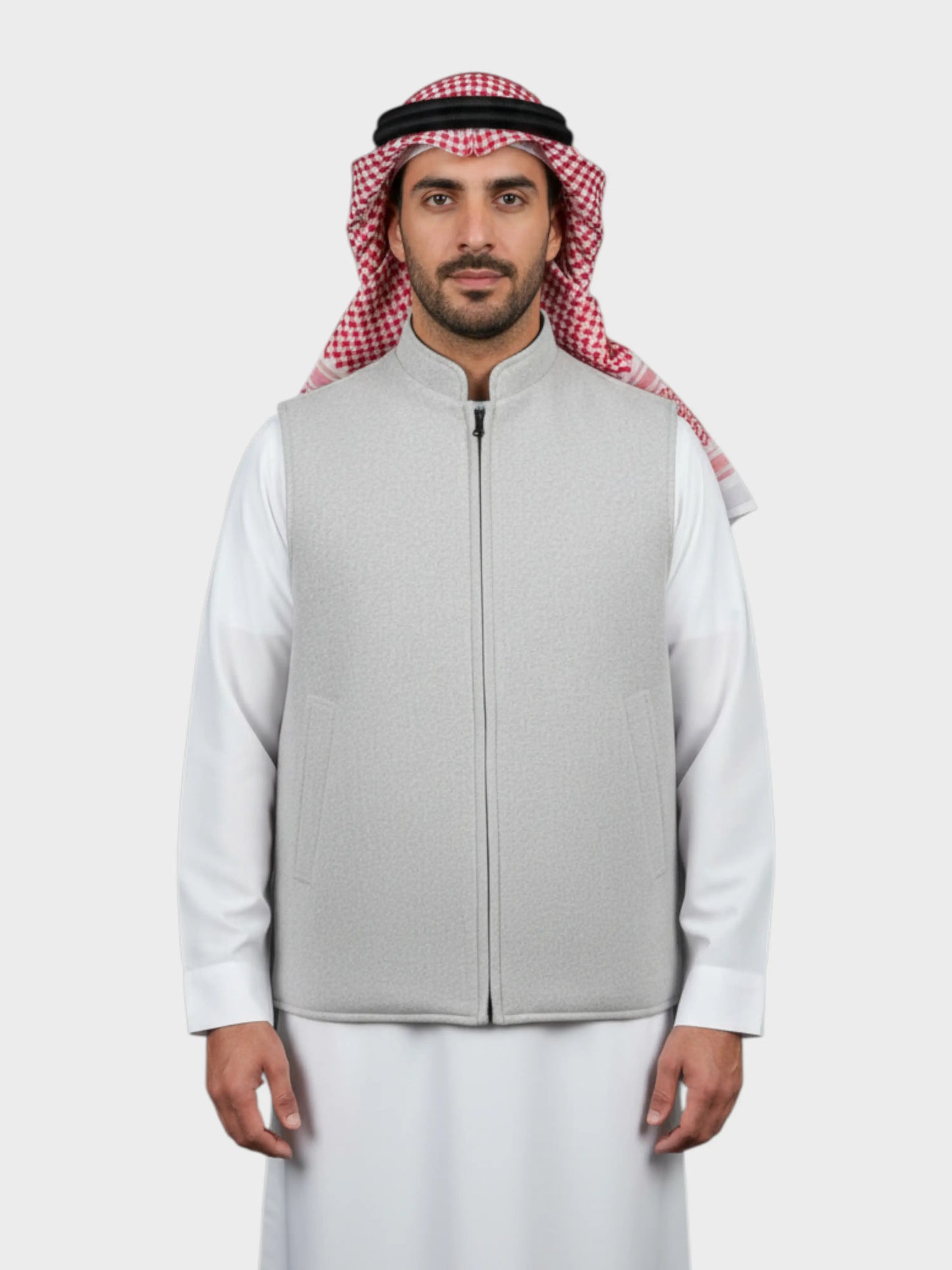 سترة وول فاخرة بسحّاب وجهين ( ازرق داكن/فضي رمادي)