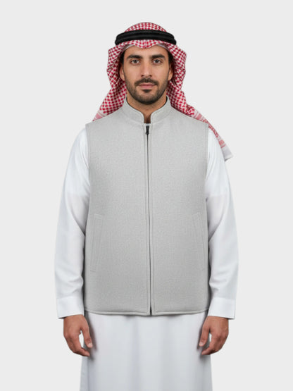 سترة وول فاخرة بسحّاب وجهين ( ازرق داكن/فضي رمادي)