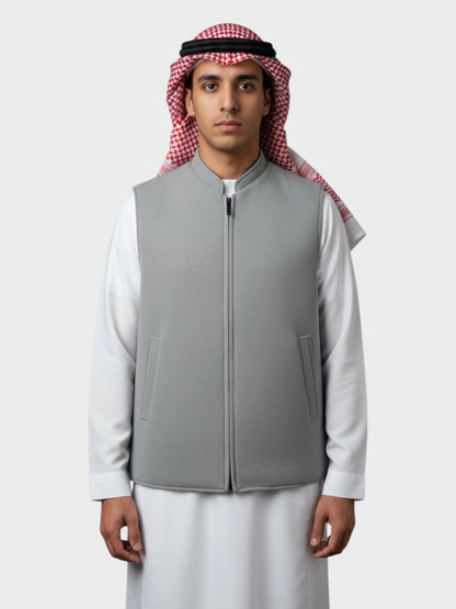 سترة وول فاخرة بسحّاب وجهين (رمادي متوسط/اسود)