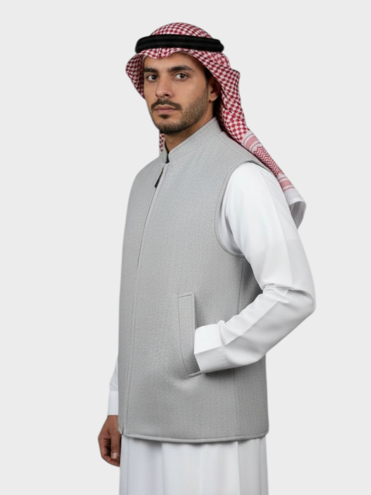 سترة وول فاخرة بسحّاب وجهين ( ازرق داكن/فضي رمادي)