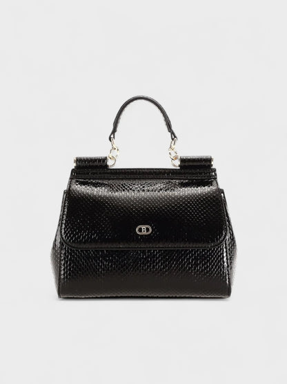 Shiny Snake Print Handbag