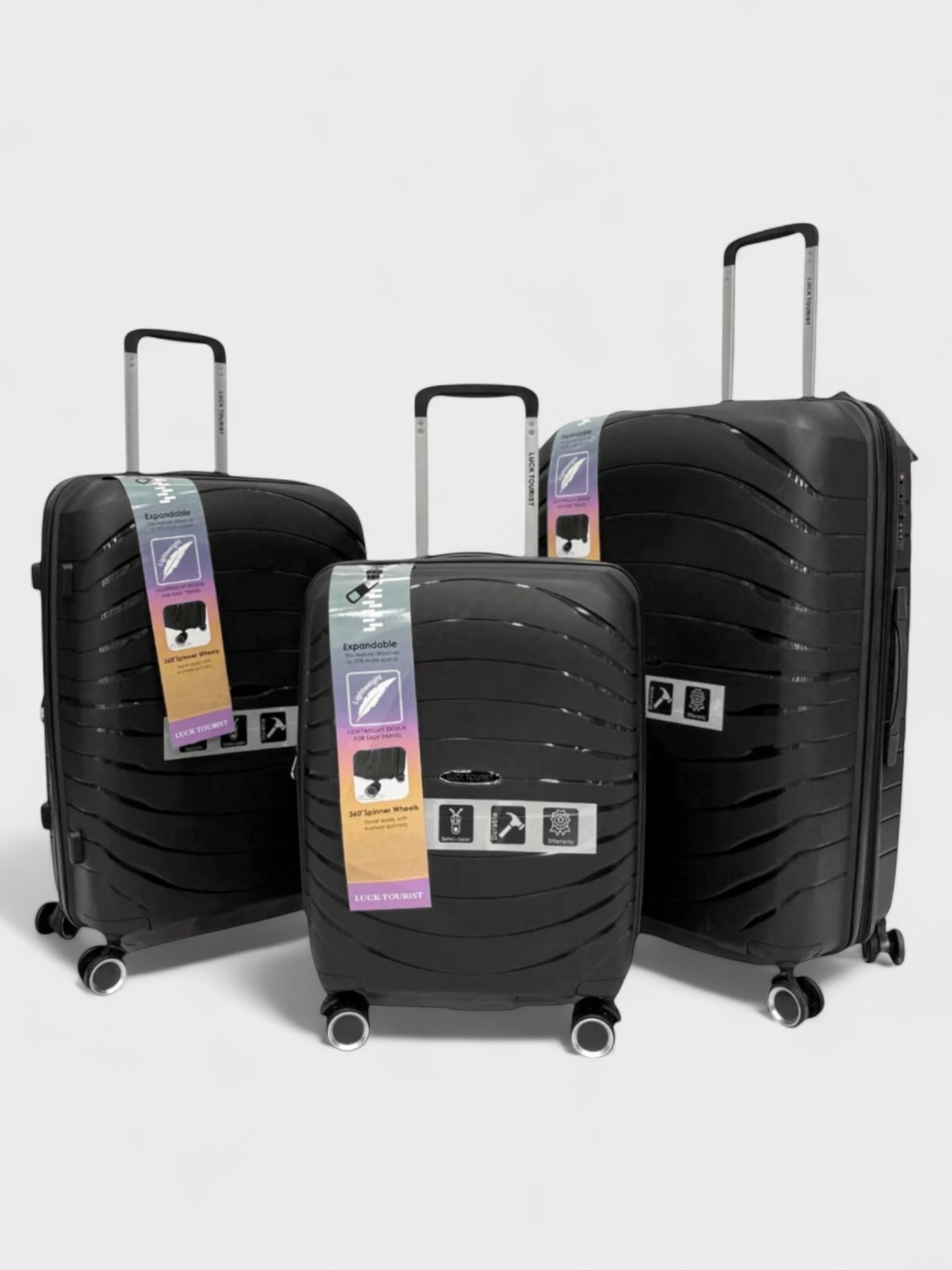 Segawe 3-Piece Hardside Luggage Set – 22/26/30 Inch Suitcases With Wheels, Lightweight, Black