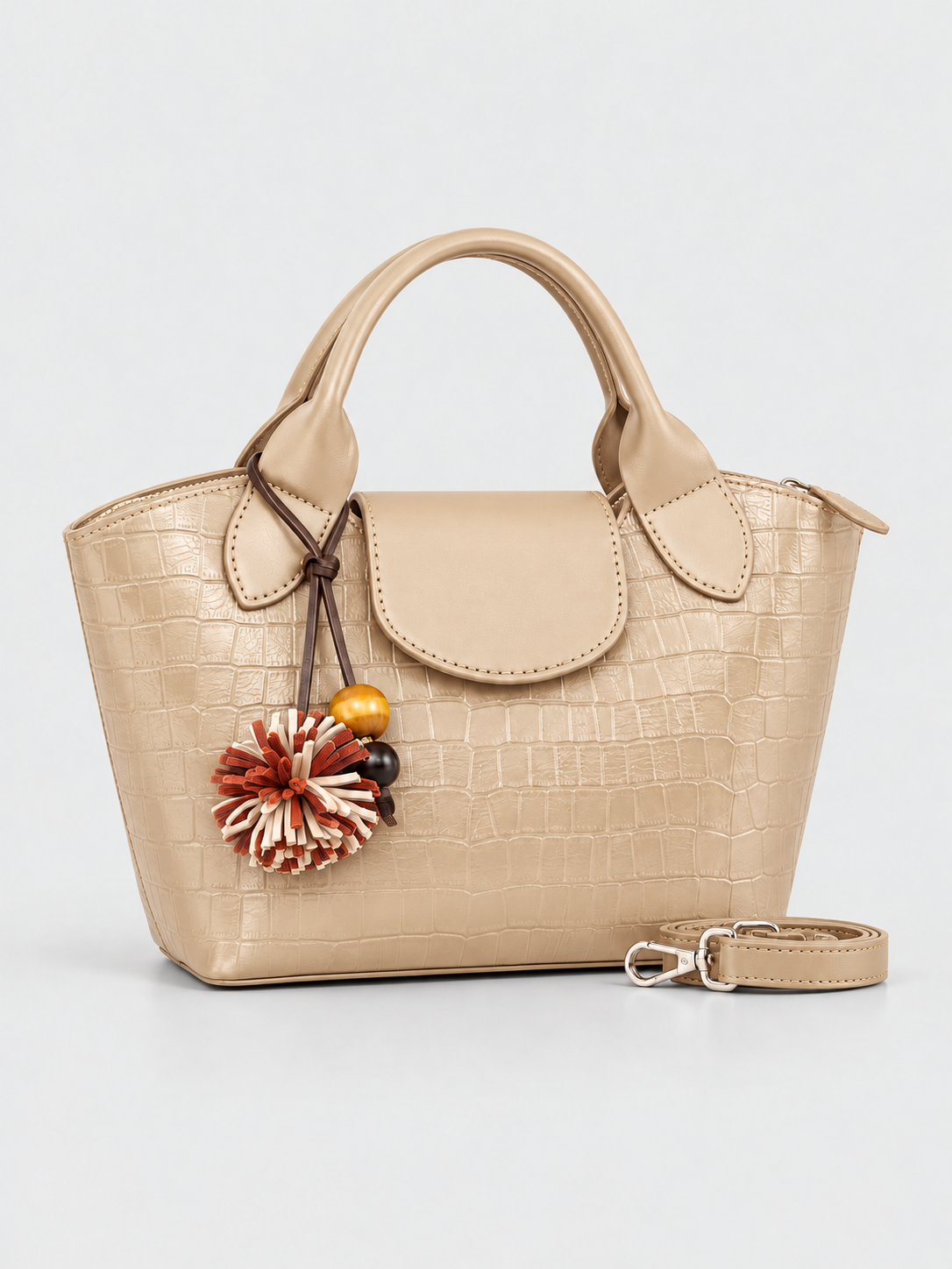 Bagco Crocodile-Embossed Top-Handle Hand bag