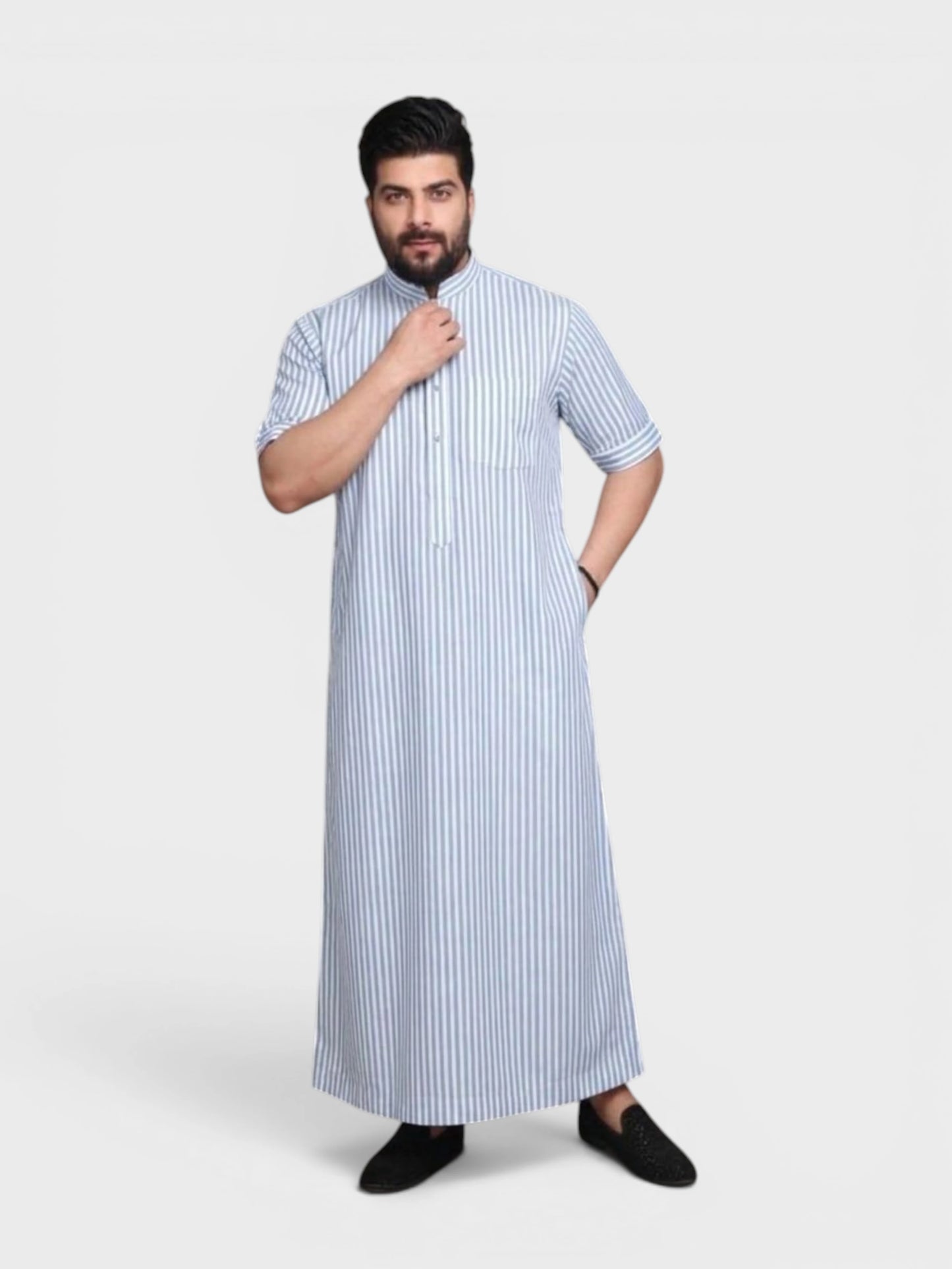 Summer Relaxed Fit Shirt Manderin Collar Half Sleeves