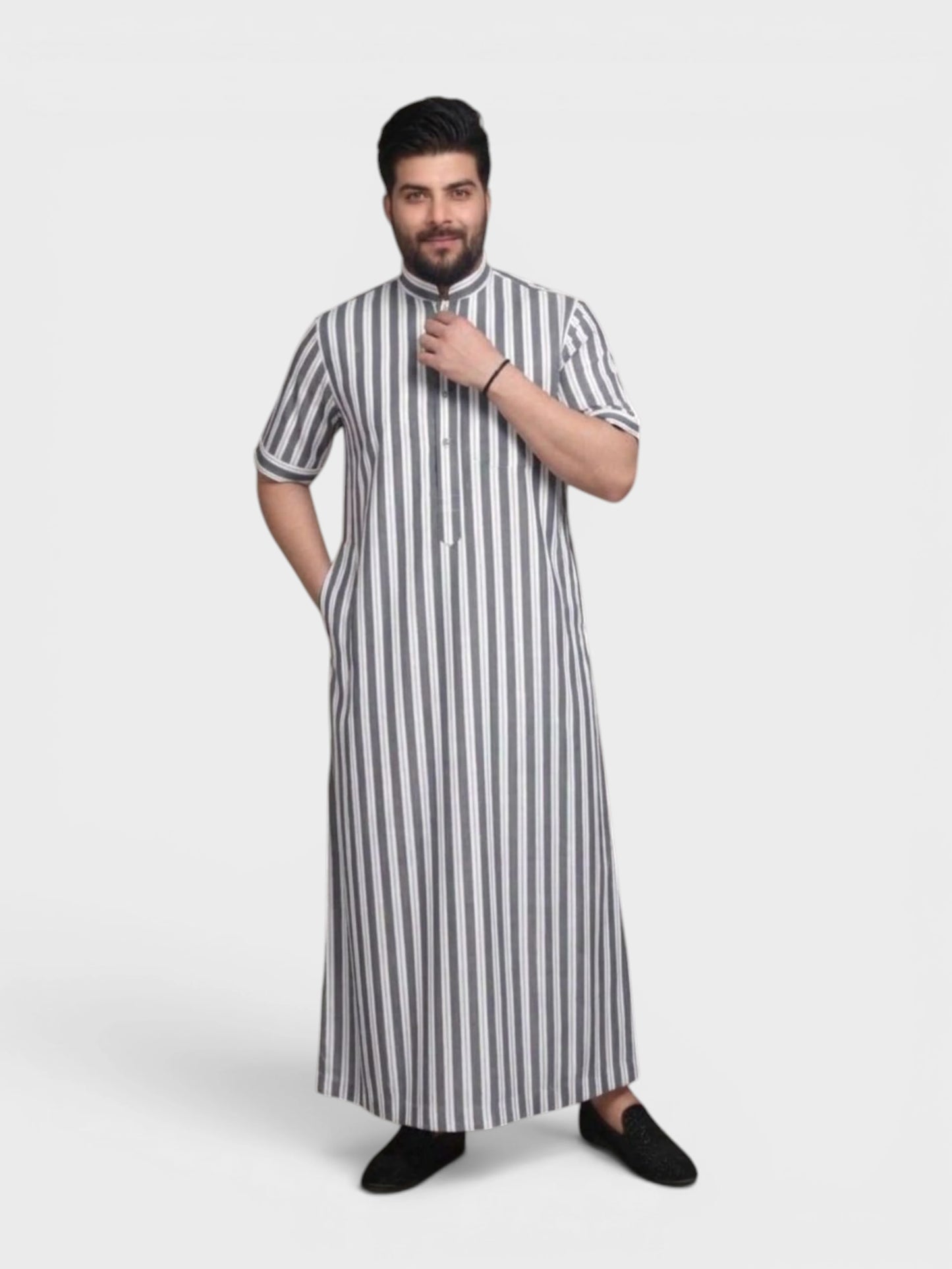 Summer Relaxed Fit Shirt Manderin Collar Half Sleeves