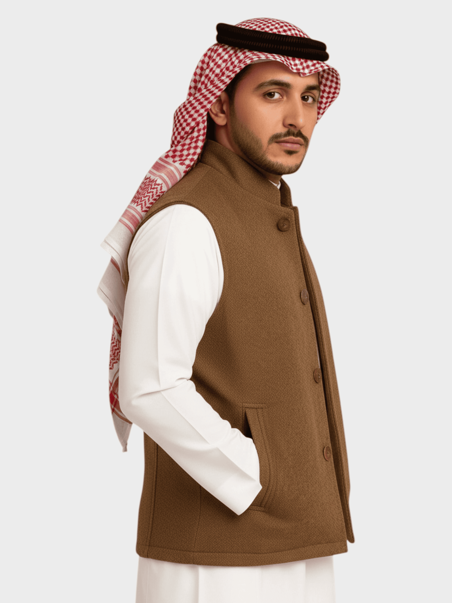 سترة جوخ سوري فاخرة وجهين – بني/بيج