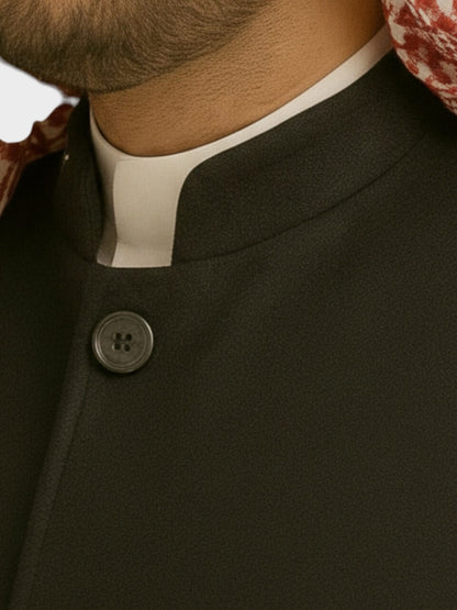 سترة جوخ سورية وجهين (رمادي/أسود)